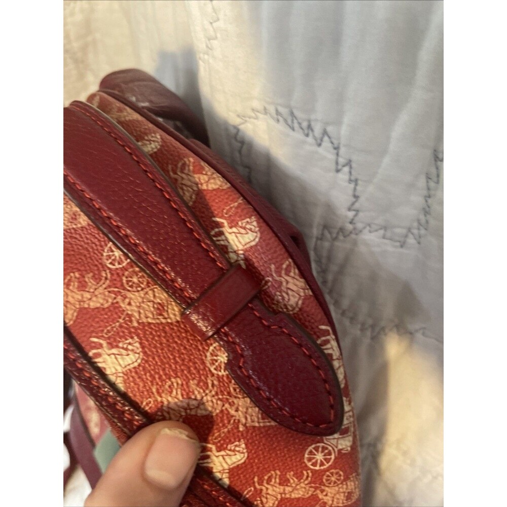 Coach New Year Barrow Backpack Red Coated Canvas Horse Carriage Varsity Stripe - Picture 5 of 14